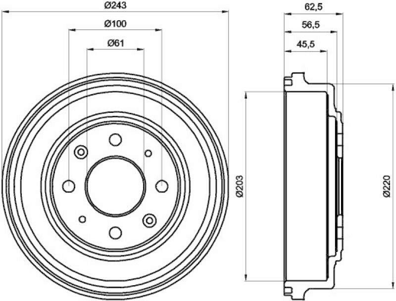 2x HELLA Brake Drum