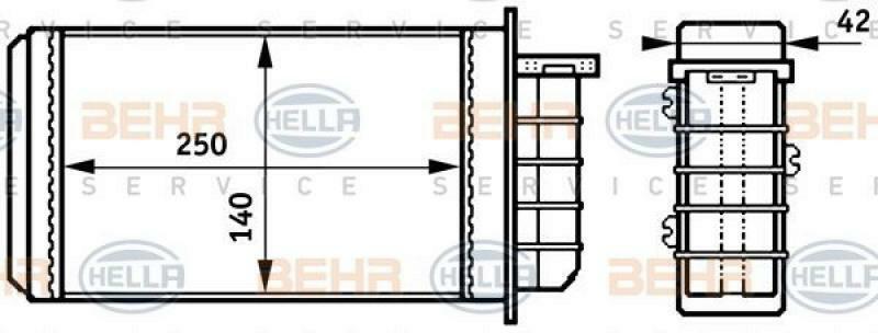 HELLA Heat Exchanger, interior heating BEHR HELLA SERVICE