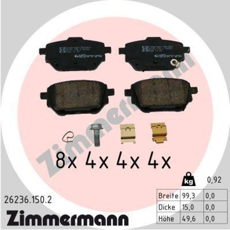 ZIMMERMANN Bremsbelagsatz, Scheibenbremse 26236.150.2