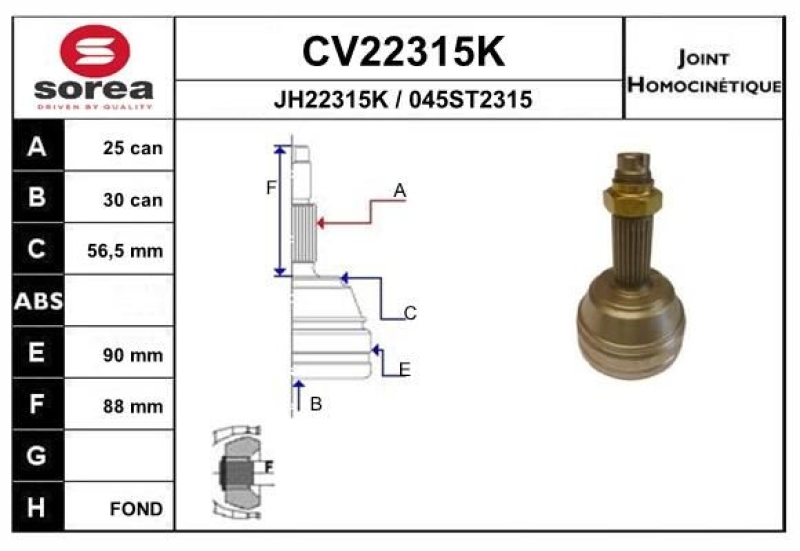 EAI Joint Kit, drive shaft