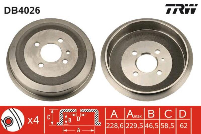 2x TRW Brake Drum