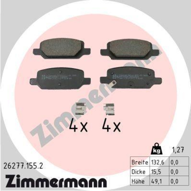 ZIMMERMANN Bremsbelagsatz, Scheibenbremse