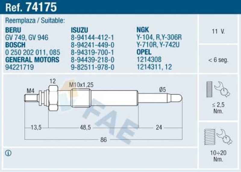 FAE Glow Plug