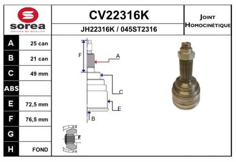 EAI Joint Kit, drive shaft