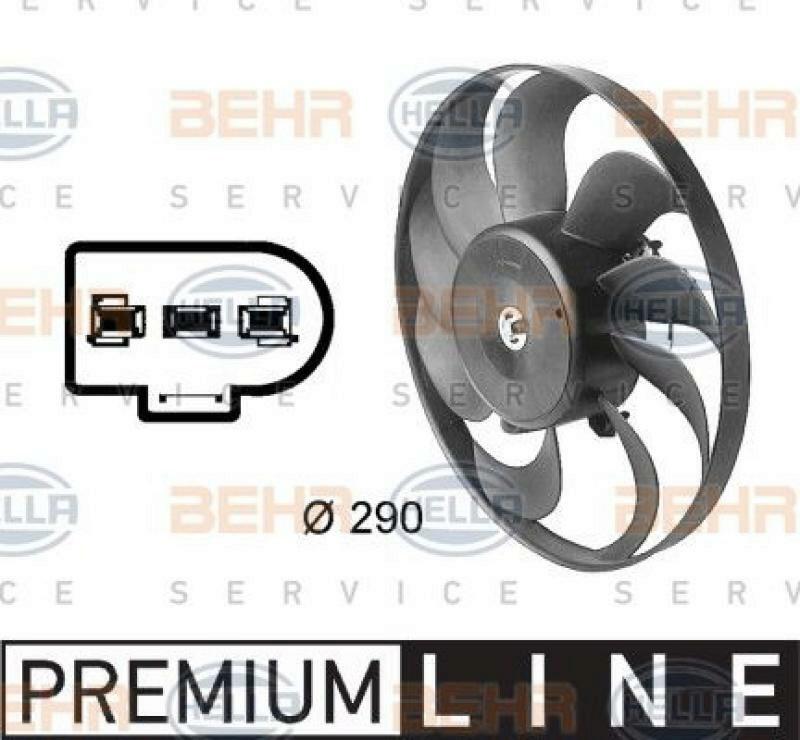 HELLA Fan, A/C condenser BEHR HELLA SERVICE *** PREMIUM LINE ***