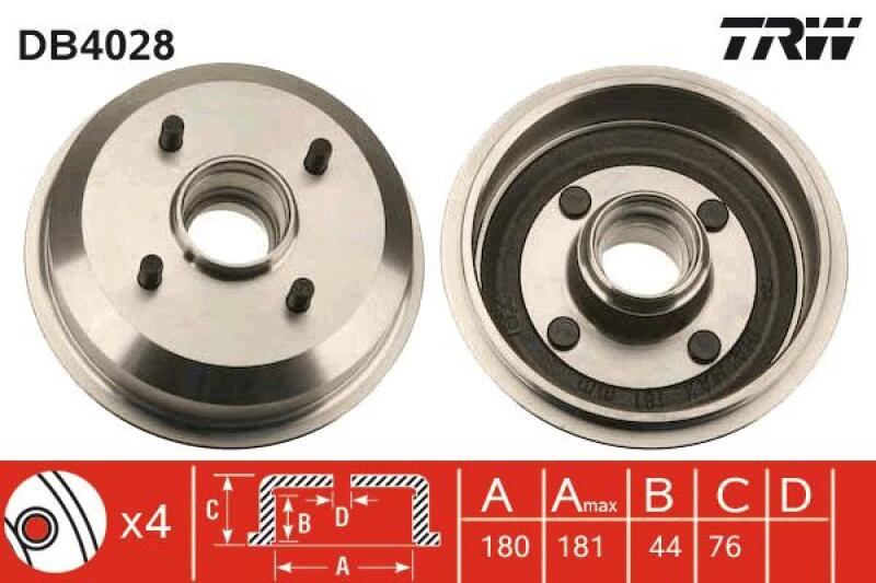 2x TRW Bremstrommel DB4028