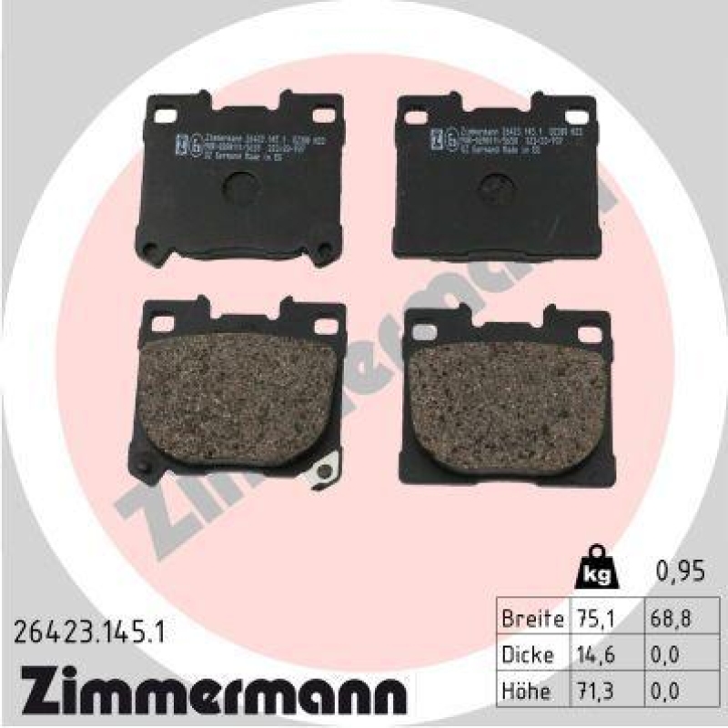 ZIMMERMANN Bremsbelagsatz, Scheibenbremse 26423.145.1