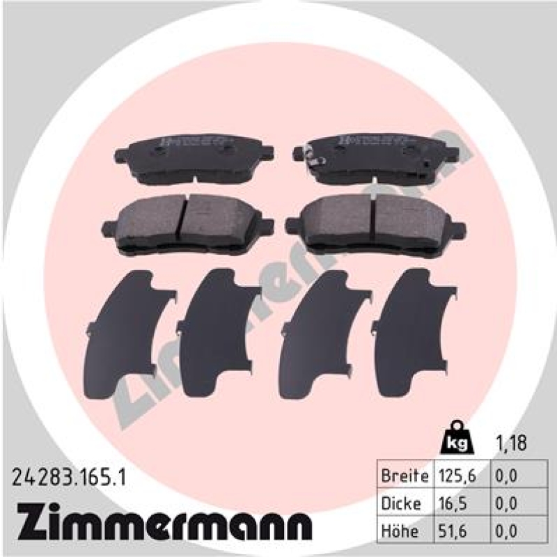 ZIMMERMANN Bremsbelagsatz, Scheibenbremse