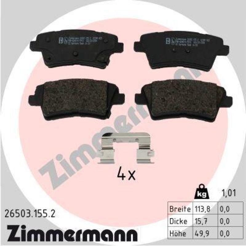 ZIMMERMANN Bremsbelagsatz, Scheibenbremse 26503.155.2