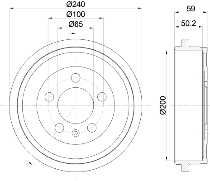 2x HELLA Brake Drum