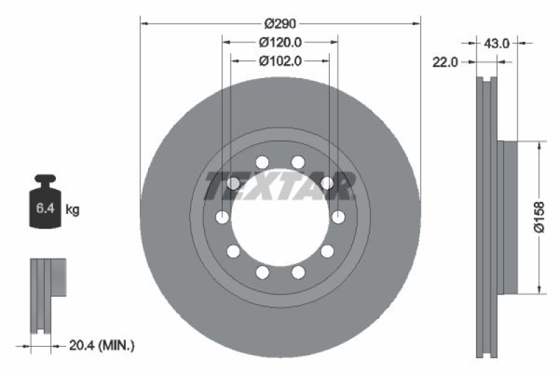 2x TEXTAR Bremsscheibe