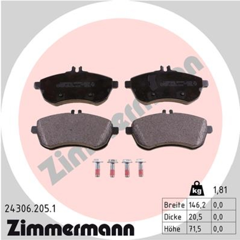 ZIMMERMANN Brake Pad Set, disc brake