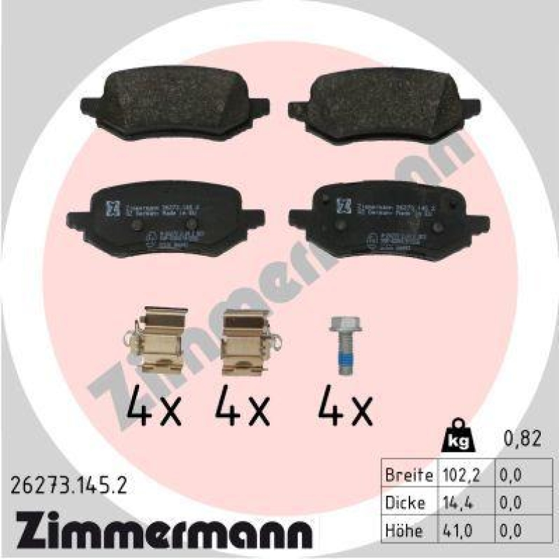 ZIMMERMANN Bremsbelagsatz, Scheibenbremse 26273.145.2
