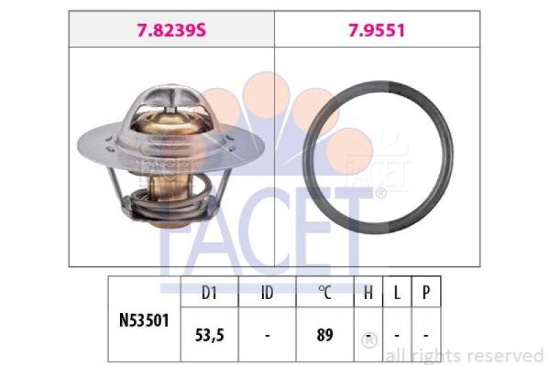 FACET Thermostat für Kühlmittel / Kühlerthermostat Made in Italy - OE Equivalent