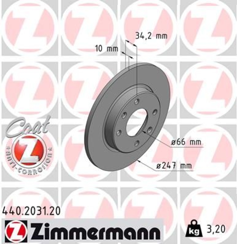 2x ZIMMERMANN Bremsscheibe COAT Z