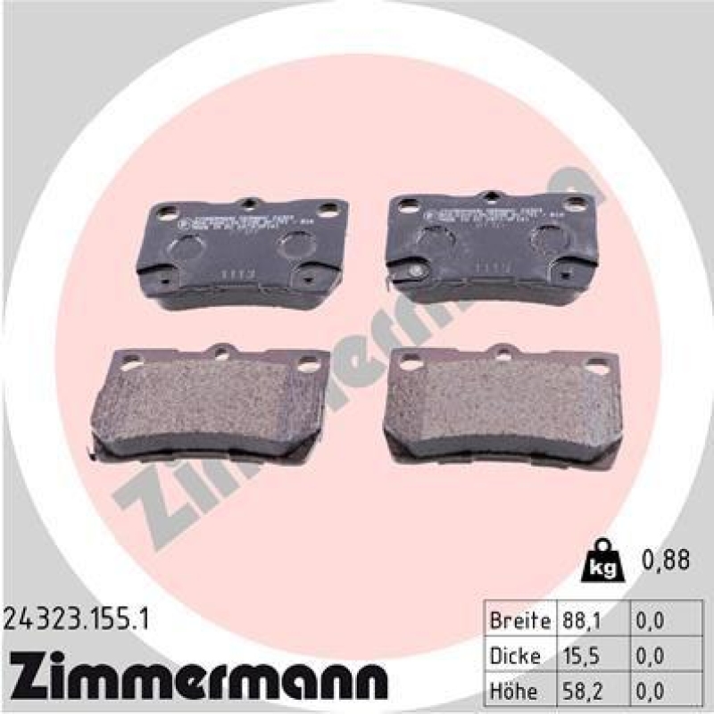ZIMMERMANN Brake Pad Set, disc brake