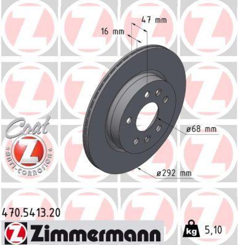 2x ZIMMERMANN Bremsscheibe COAT Z 470.5413.20