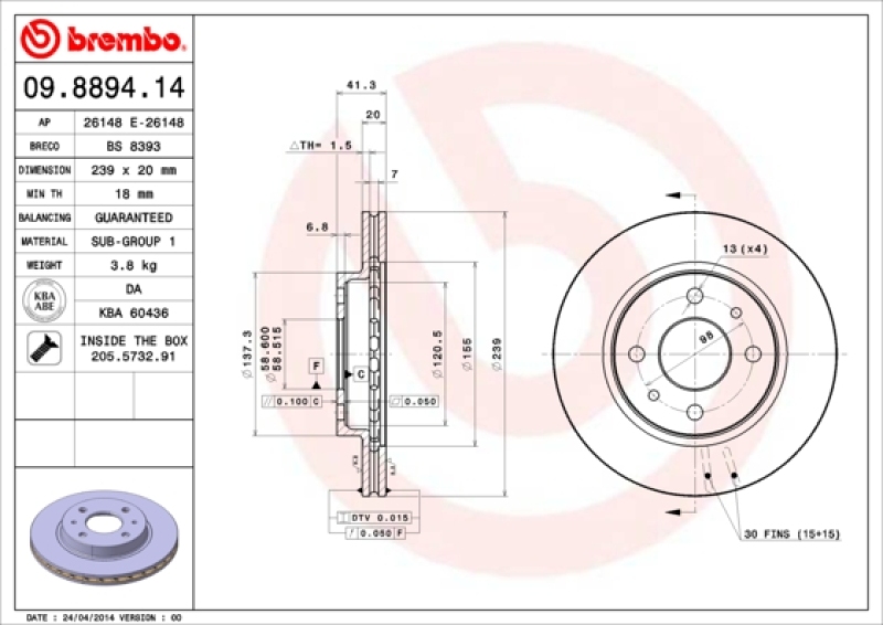 2x BREMBO Bremsscheibe PRIME LINE