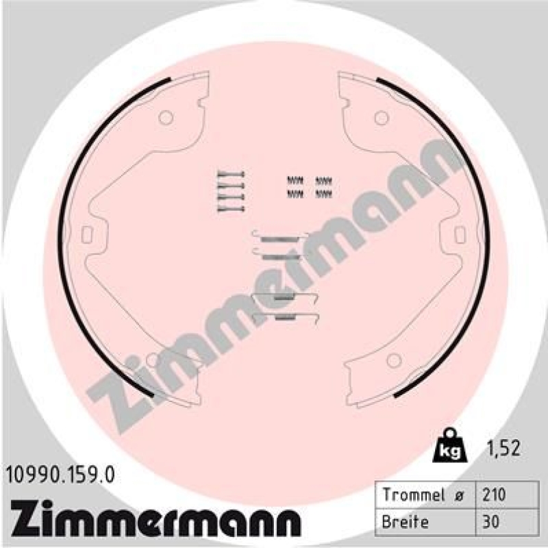 ZIMMERMANN Brake Shoe Set, parking brake