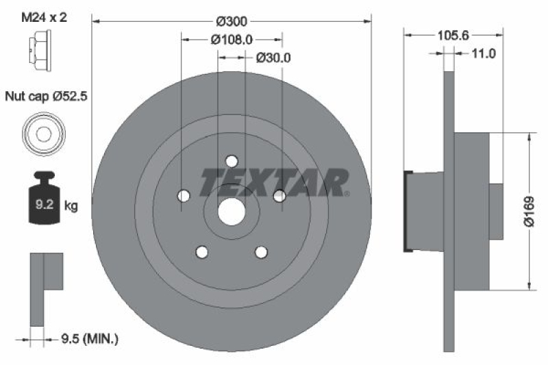 2x TEXTAR Bremsscheibe PRO