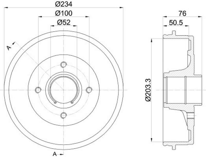 2x HELLA Brake Drum