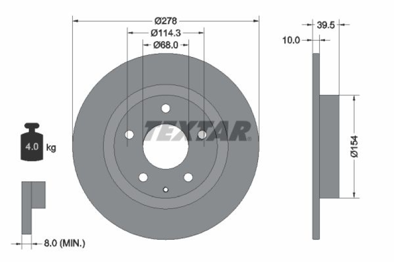 2x TEXTAR Bremsscheibe PRO