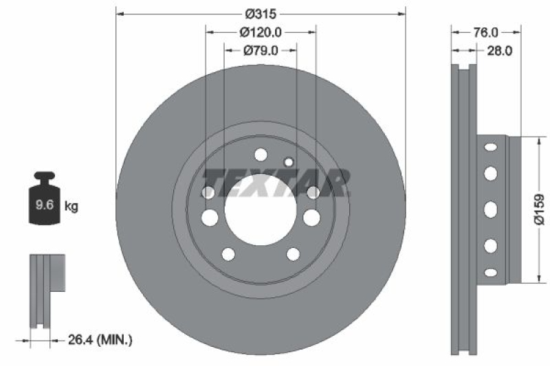 2x TEXTAR Brake Disc