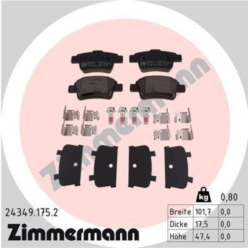 ZIMMERMANN Brake Pad Set, disc brake