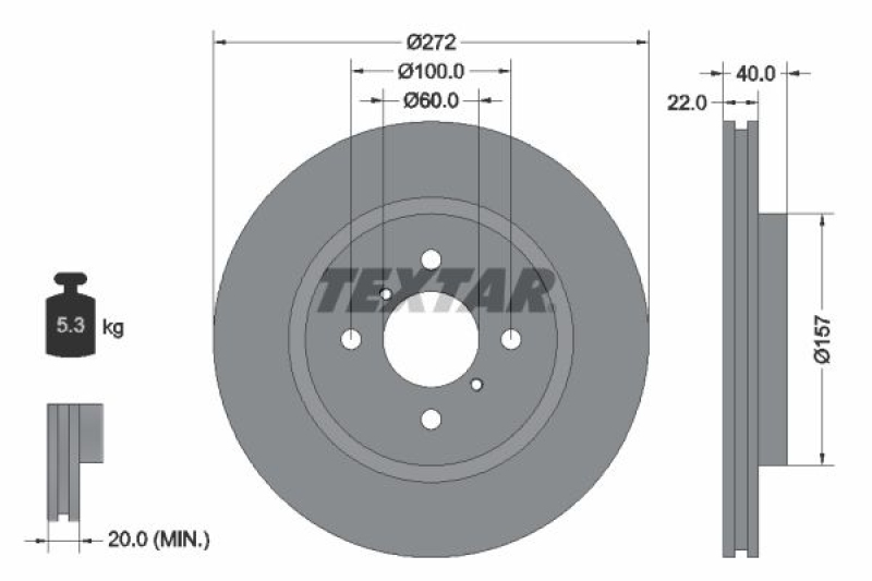 2x TEXTAR Bremsscheibe PRO