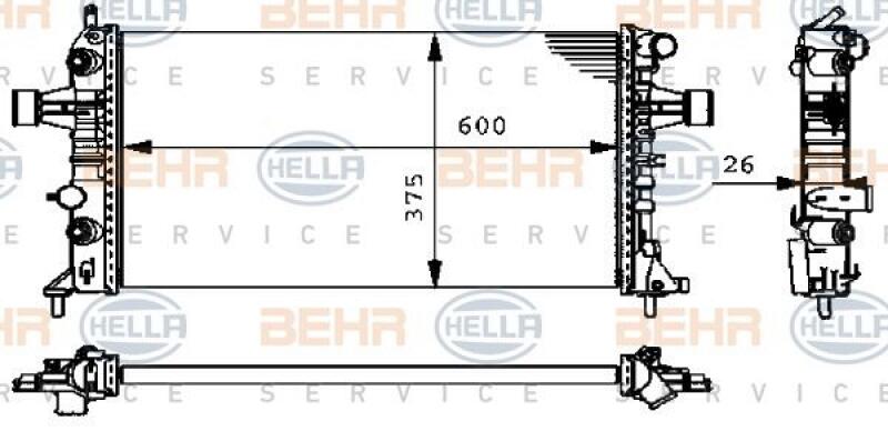 HELLA Radiator, engine cooling BEHR HELLA SERVICE Version ALTERNATIVE
