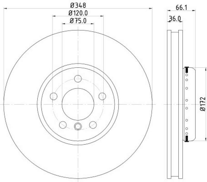 2x HELLA Brake Disc PRO