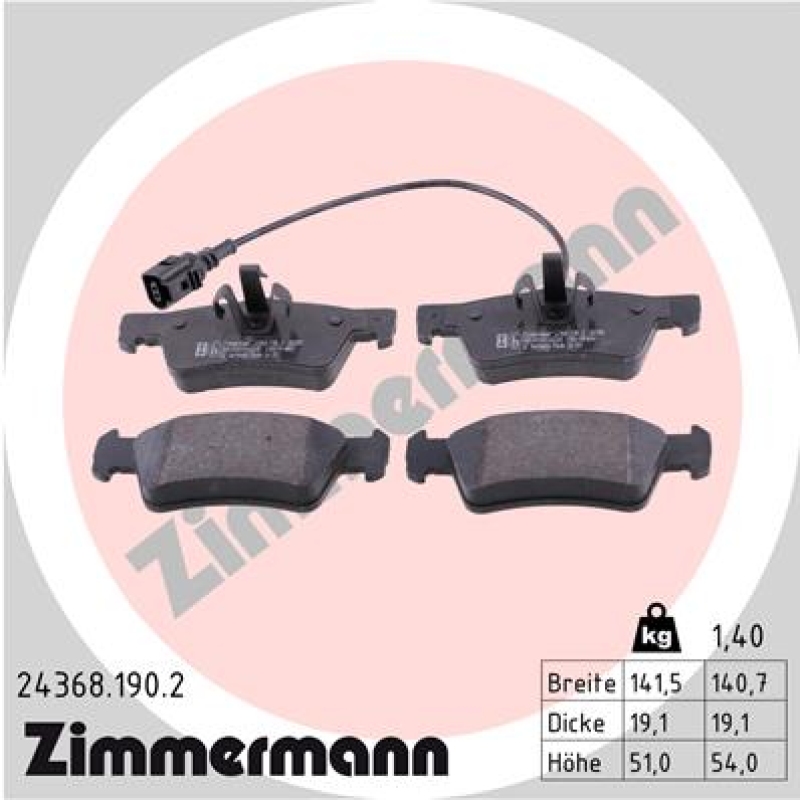 ZIMMERMANN Brake Pad Set, disc brake