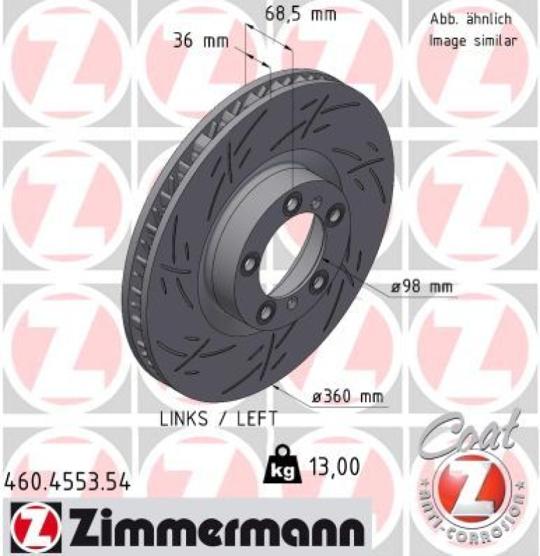 1x Zimmermann Bremsscheibe Black Z Ø360mm Vorne links passend für...