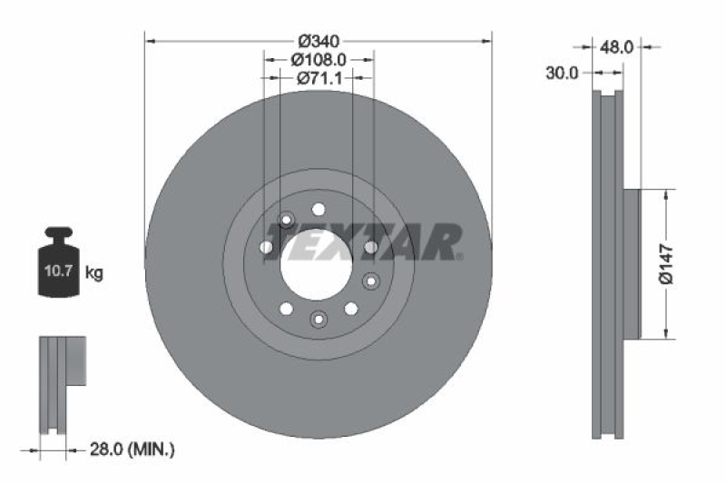 2x TEXTAR Bremsscheibe PRO 92256003