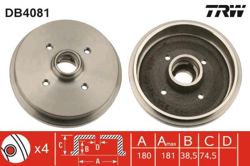 2x TRW Brake Drum