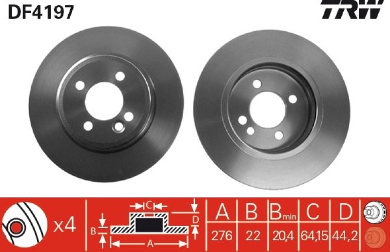 2x TRW Bremsscheibe