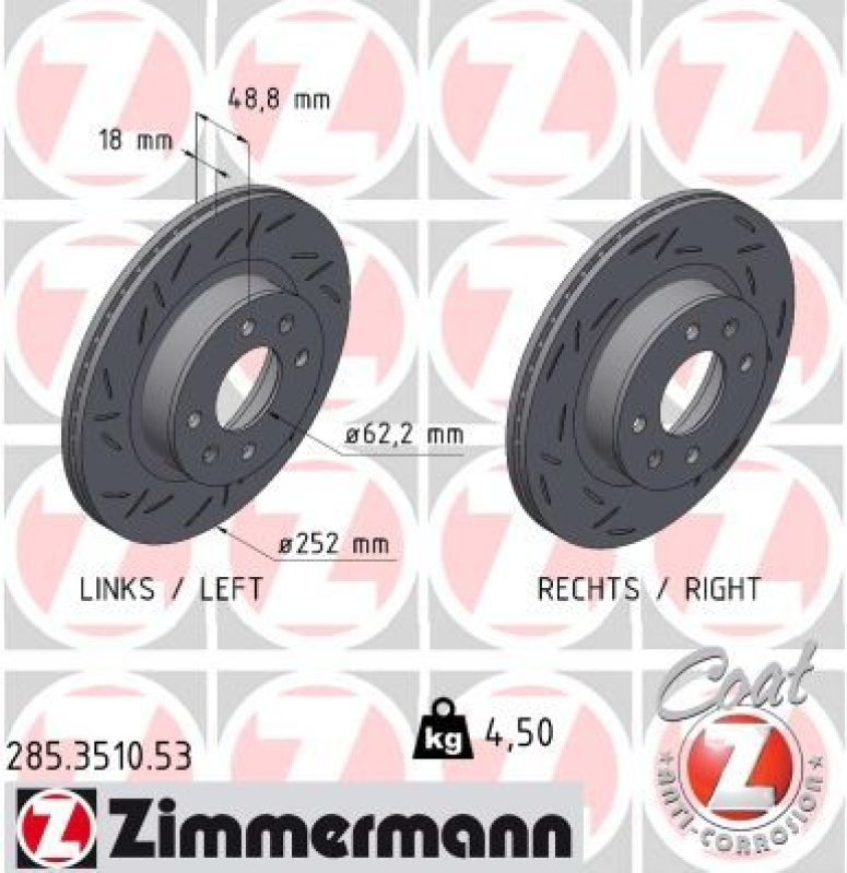 2x ZIMMERMANN Bremsscheibe BLACK Z