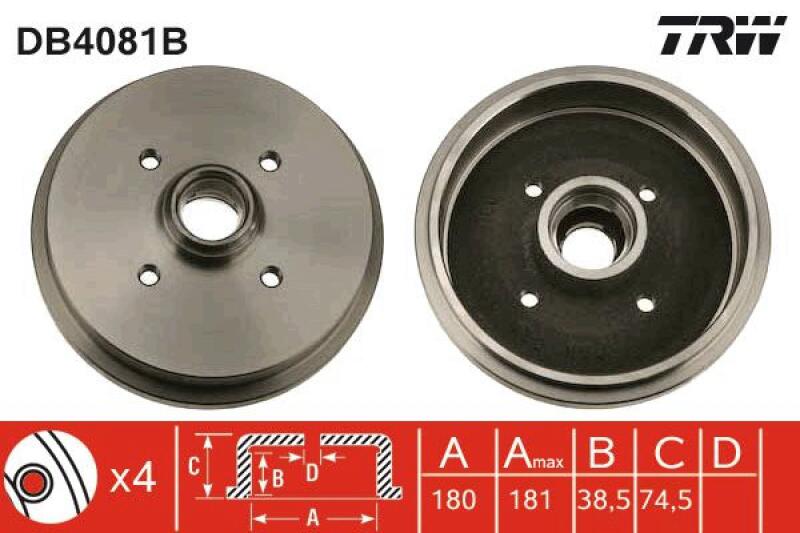 2x TRW Brake Drum