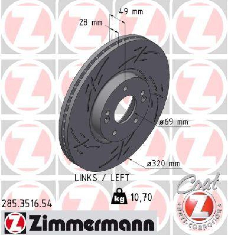 2x ZIMMERMANN Bremsscheibe BLACK Z 285.3516.54