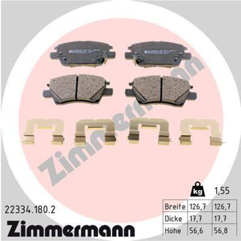 ZIMMERMANN Bremsbelagsatz, Scheibenbremse 22334.180.2