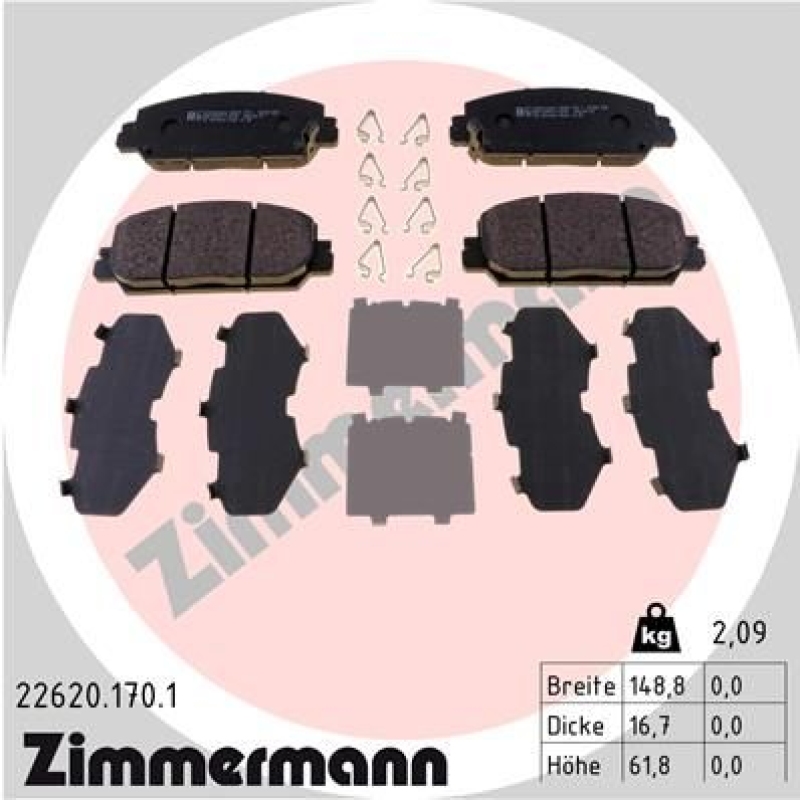 ZIMMERMANN Bremsbelagsatz, Scheibenbremse