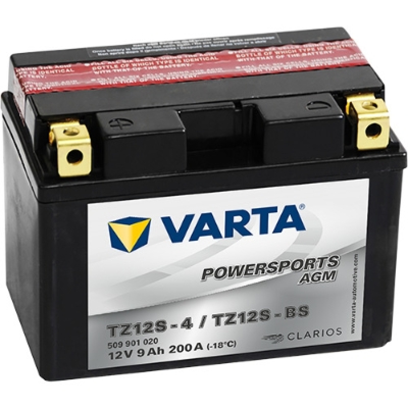 VARTA Motorradbatterie Starterbatterie Batterie Powersports AGM 12V 9Ah 200A ...