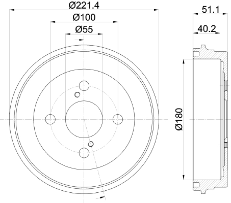 2x HELLA Bremstrommel 8DT 355 303-021