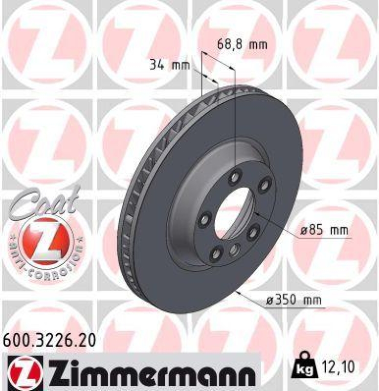 Zimmermann Bremsscheibe Ø350mm Vorne links passend für VW Touareg Porsche Audi 600.3226.20