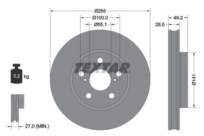 2x TEXTAR Brake Disc