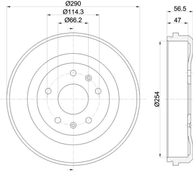 2x HELLA Brake Drum