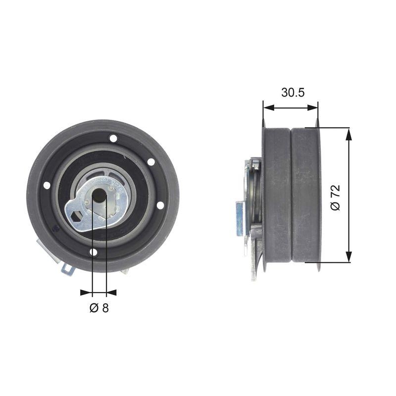 GATES Tensioner Pulley, timing belt PowerGrip®