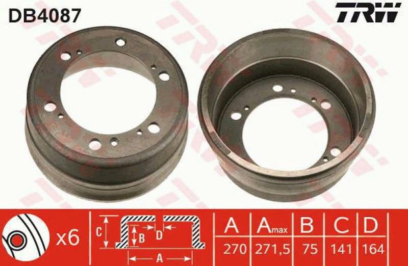 2x TRW Bremstrommel DB4087