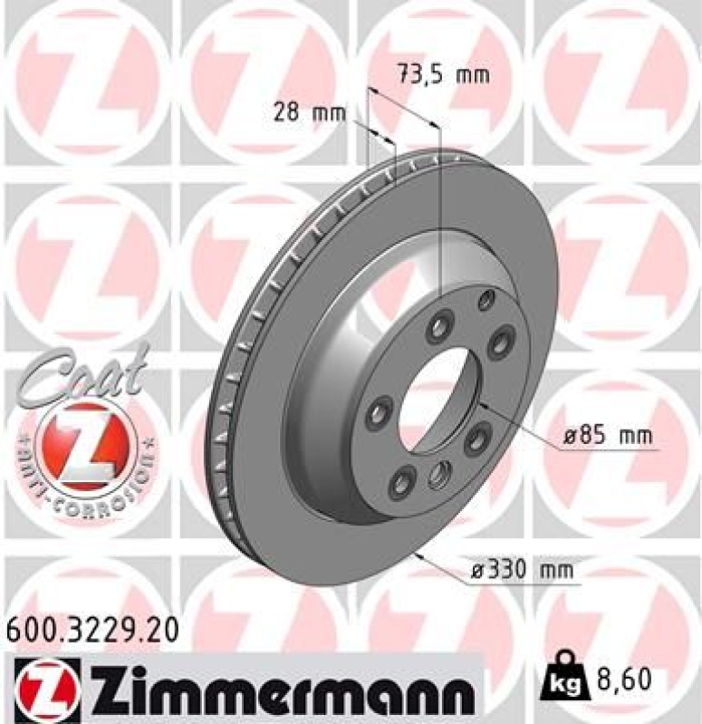 2x ZIMMERMANN Bremsscheibe COAT Z