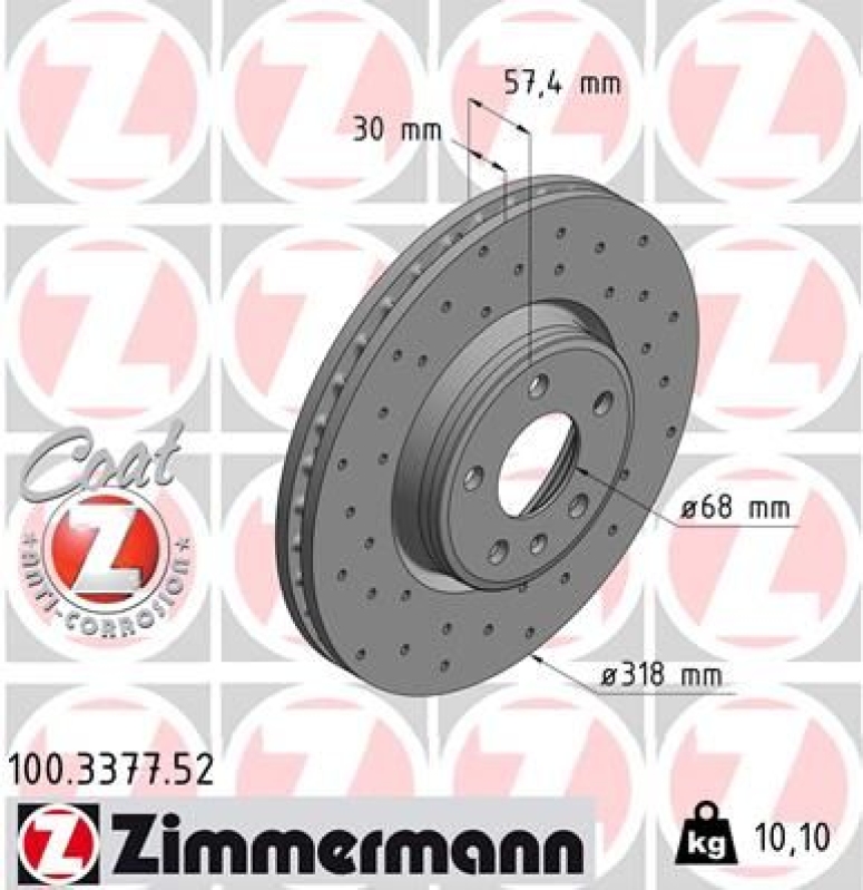 2x ZIMMERMANN Brake Disc SPORT BRAKE DISC COAT Z